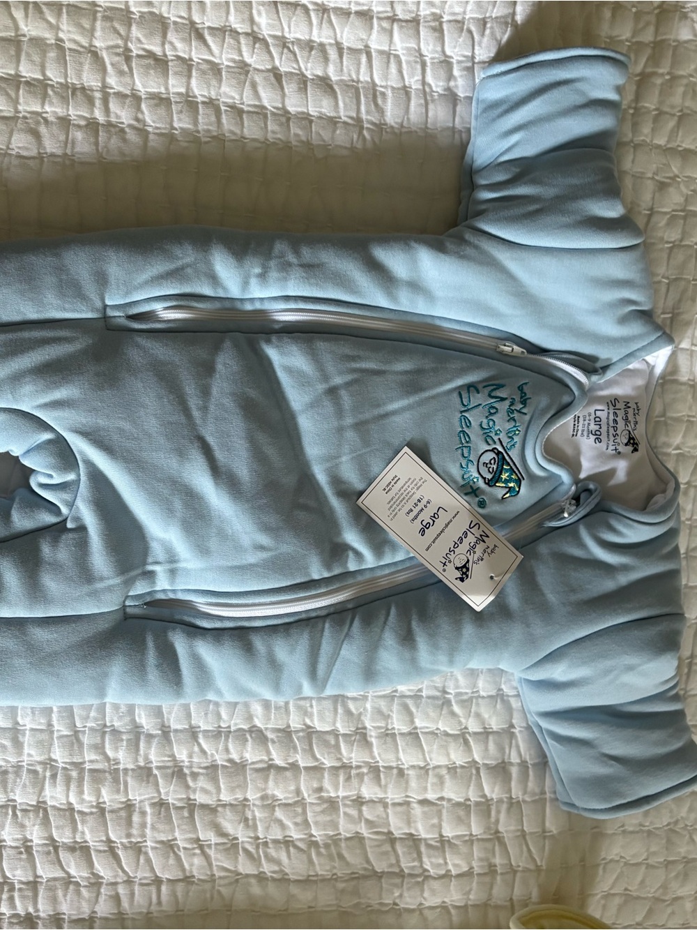 Baby Merlin Magical Sleepsuit Baby Sleep Sack in Light Blue with Dual Zippers